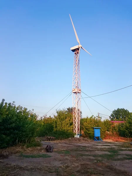 Turbina Eólica Orenburg Rússia Agosto 2017 Gerador Vento Território Uma — Fotografia de Stock