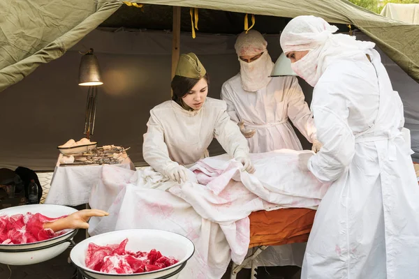 Chirurgia Szpitalu Terenowym Czasie Wojny Światowej Orenburg Rosja Maja 2019 — Zdjęcie stockowe