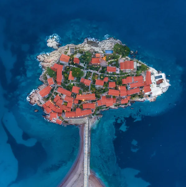 Vista Aérea Isla Sveti Stefan Budva Montenegro — Foto de Stock