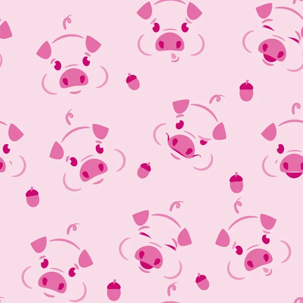 Vektorbild Nahtloses Muster Eines Schweins Auf Rosa Hintergrund Stockvektor