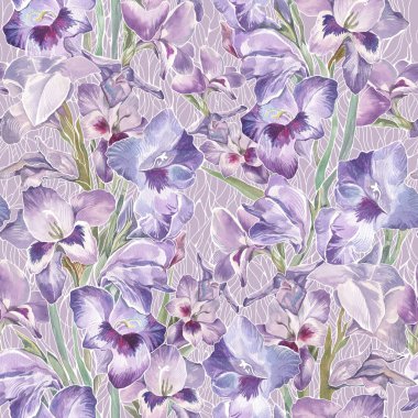 Kusursuz çiçek arkaplanı ve mavi iris çiçekleri.