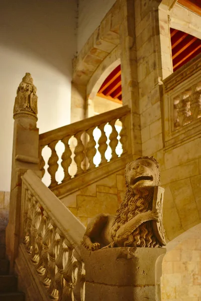 Merdiven kabukları evin içinde. Salamanca, İspanya.
