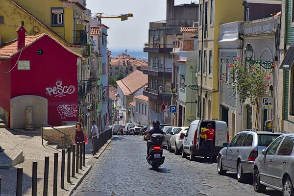 Sloping street in Lisbon. — Stock Photo, Image