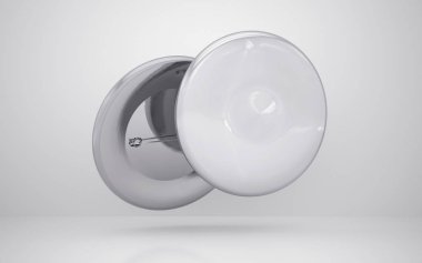 Rozet 3d illüstrasyon izole beyaz arka planda sahte kadar uçan boş beyaz yansıma