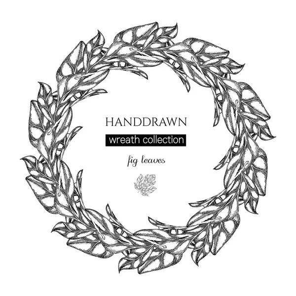 Kabataslak handdrawn çelenk incir yaprakları ile tasarım