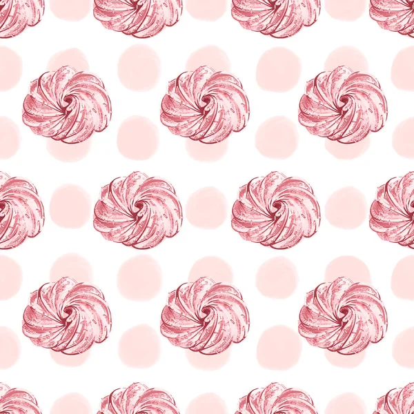 Handgezeichnete Merengue Rosa Muster Dessert Illustration — Stockfoto