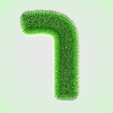 3d çim İbranice harfi Kaf İbranice alfabesi sofit. Beyaz ekoloji sembolü üzerinde izole.