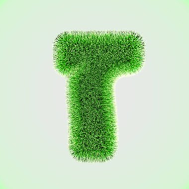 İbranice alfabesinin 3d çim İbranice harfi Zayin. Beyaz ekoloji sembolü üzerinde izole.