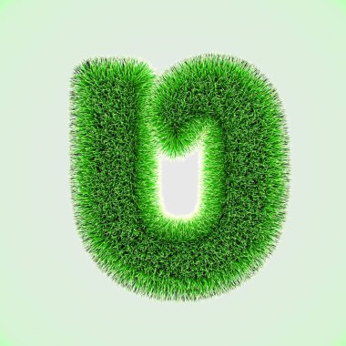 İbranice alfabe3d çim İbranice harfi Tet. Beyaz ekoloji sembolü üzerinde izole.