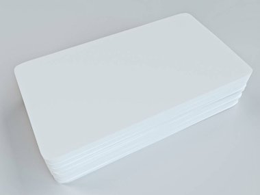 Boş kağıt kartvizit, izole edilmiş, üç boyutlu görüntüleme. Düz 3d resimli arama kartı sunum için şablon oluşturur