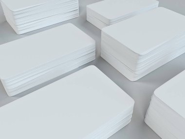 Boş kağıt kartvizit, izole edilmiş, üç boyutlu görüntüleme. Düz 3d resimli arama kartı sunum için şablon oluşturur