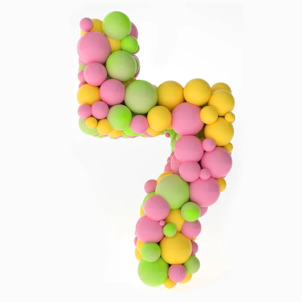 3D буквы еврейского алфавита из маленьких красочных розовых, желтых и зеленых шариков на белом фоне 3D-рендеринг 3D ILLUSTRATION — стоковое фото