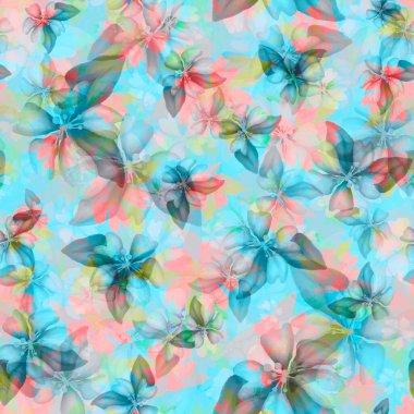 Grafik çiçekli, pürüzsüz çiçek deseni. Güzel desen wiyh suluboya ve çizim çiçekleri.