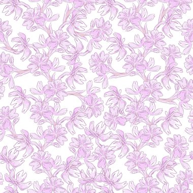 Pembe arka planda pembe çiçek yumuşak Çin tarzında pürüzsüz desen. Kumaş, tekstil ve kızlar için harika..