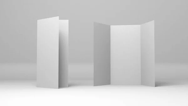 Gri arkaplanda üç boyutlu A4 boş kağıt. Model için Lifleat 3d illüstrasyon