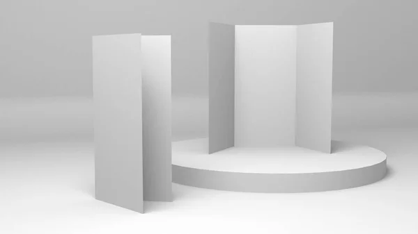 Gri arkaplanda üç boyutlu A4 boş kağıt. Model için Lifleat 3d illüstrasyon