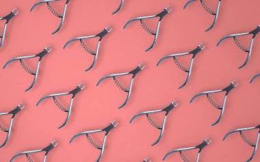 Tırnak makasıyla pembeye izole edilmiş manikür salonu için yaratıcı bir geçmiş. Moda bağlamını kavra 