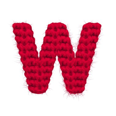 İngilizce 3D işlemeli alfabe yünü izole edilmiş. Sıcak noel kartpostalları için harika.