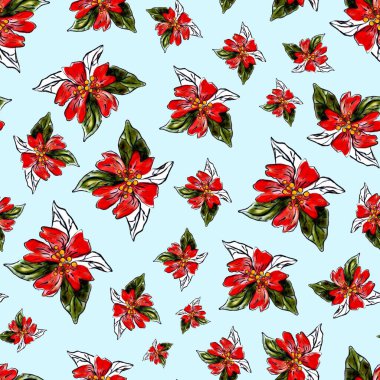 Çiçeksiz, narin desenli, küçük kırmızı çiçekli.