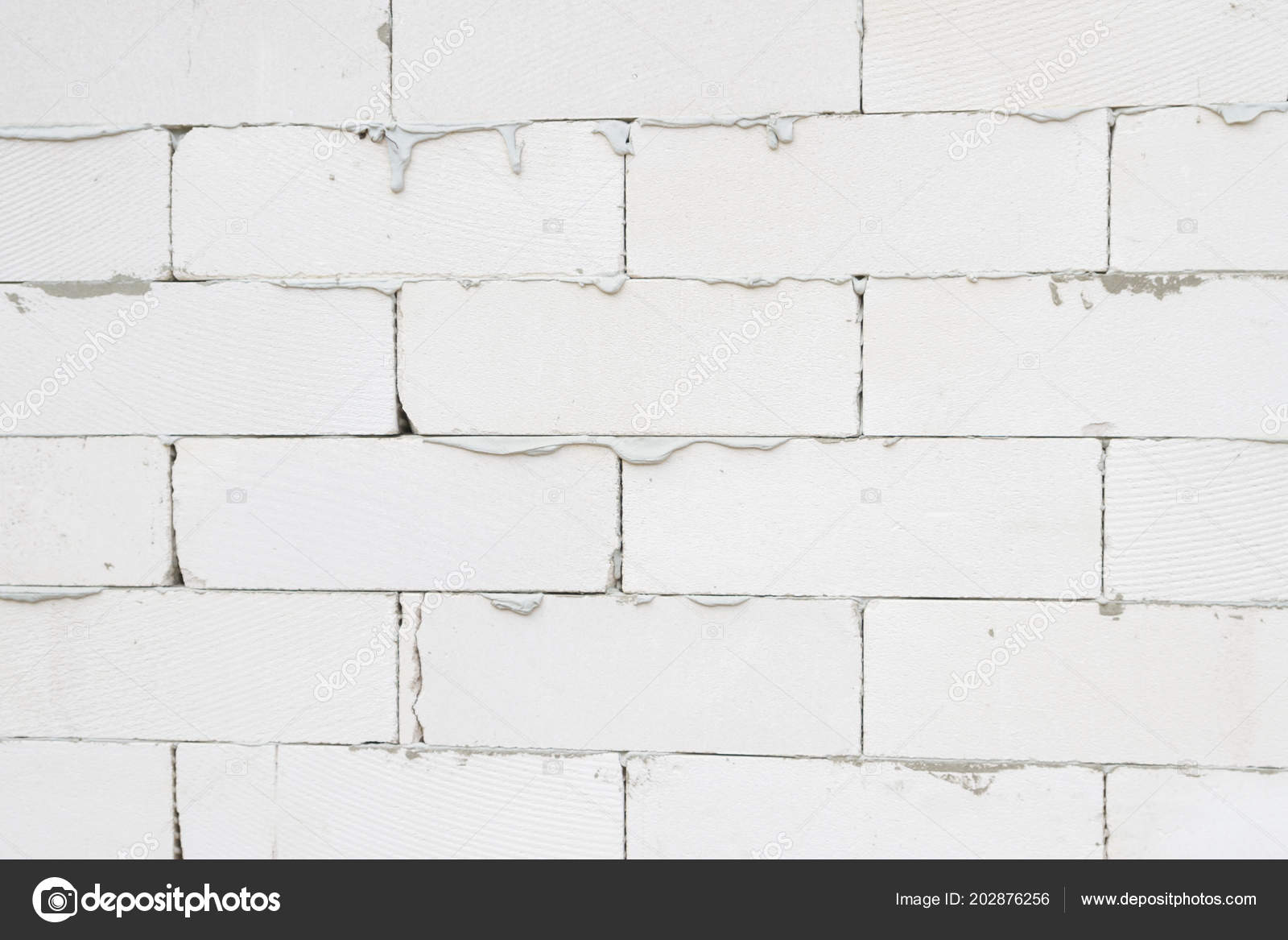 Pared Casa Está Hecha Ladrillo Gris Claro Con Manchas Cemento — Foto de