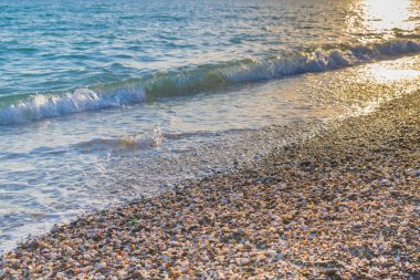 Günbatımı güneşli yaz gündüz sahilde