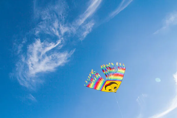 Fun Bright Flying Kite Blue Sky — Stock Photo, Image