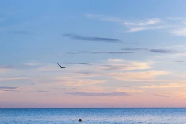 Schöner Sommersonnenuntergang Mit Wolken Über Dem Meer — Stockfoto