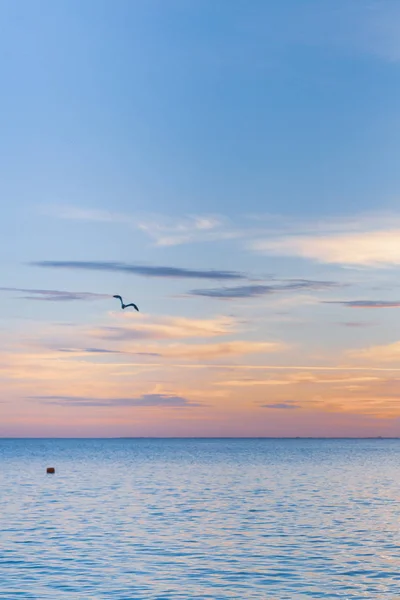 Schöner Sommersonnenuntergang Mit Wolken Über Dem Meer — Stockfoto