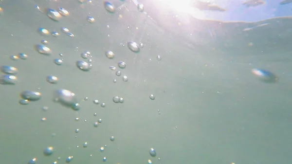 Podvodní Sea View Bublinami Hnutí — Stock fotografie