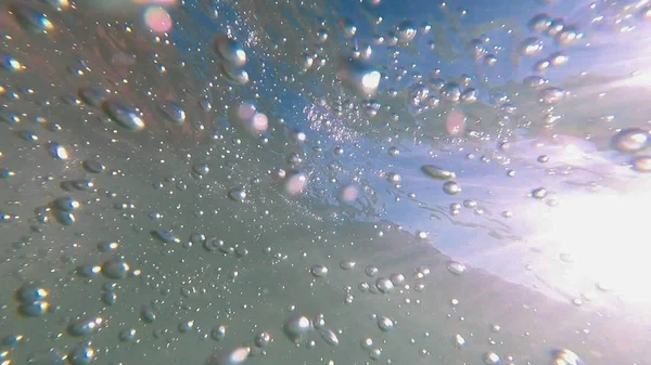 Underwater Sea View Bubbles Movement — Stock Photo, Image