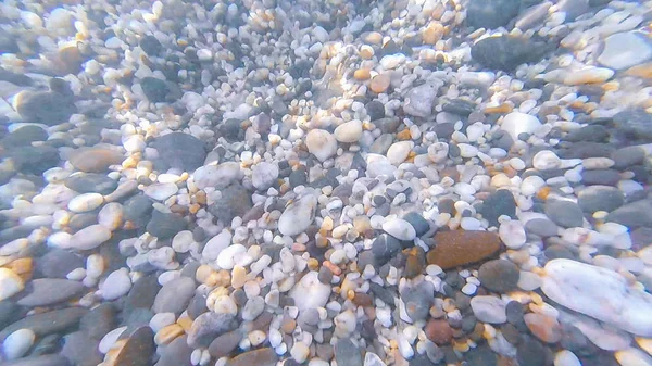 Foto Fundo Subaquático Mar Negro Com Pedras Seixos Verão — Fotografia de Stock