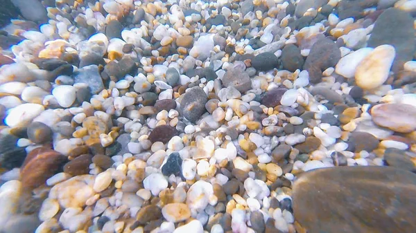 Foto Fundo Subaquático Mar Negro Com Pedras Seixos Verão — Fotografia de Stock