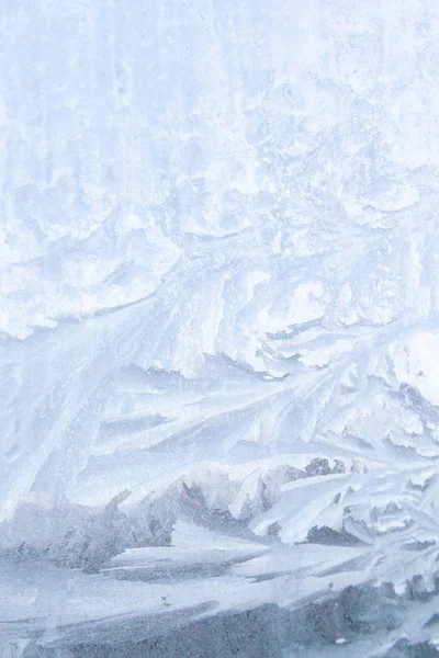 Frostige Muster Auf Einer Gefrorenen Eisbox Frühen Morgen — Stockfoto