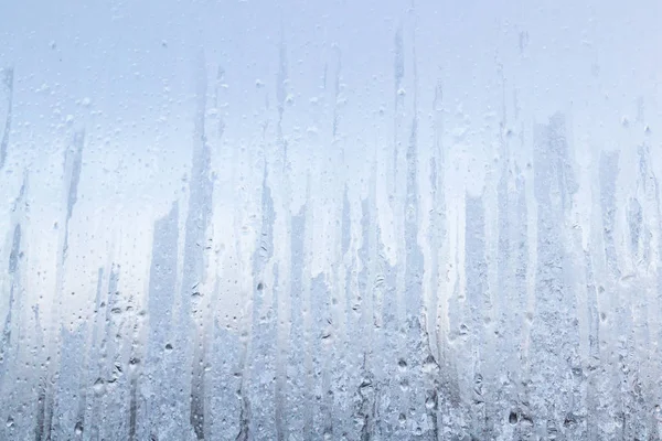 Mrożonej Krople Oknie Wzorzyste Mroźny Zimowy — Zdjęcie stockowe