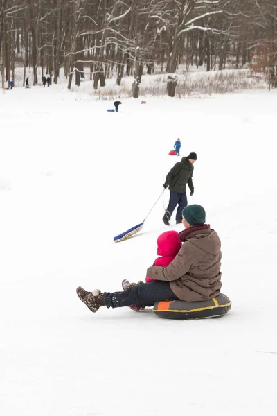 Alexandria Park Peterhof Petersburg Russland Januar 2019 Winterspaß Skifahren Mit — Stockfoto