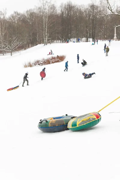 Alexandria Park Peterhof Petersburg Russland Januar 2019 Winterspaß Skifahren Mit — Stockfoto