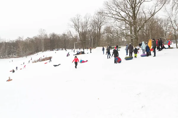 Alexandria Park Peterhof Petersburg Russland Januar 2019 Winterspaß Skifahren Mit — Stockfoto