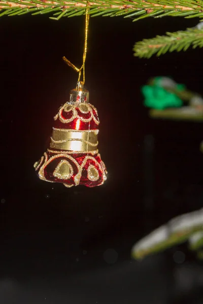 Juguete Árbol Navidad Pesa Árbol Por Noche Invierno — Foto de Stock