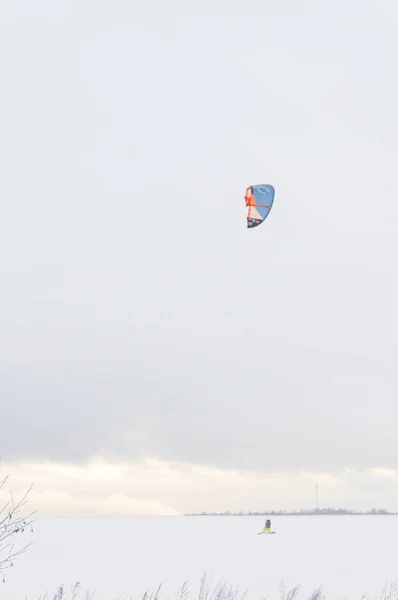 Koporye Lomonosov Dzielnicy Leningrad Region Rosji Stycznia 2019 Kiteboarding Nartach — Zdjęcie stockowe