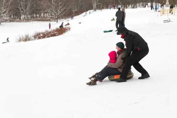 Alexandria Park Peterhof Petersburg Russland Januar 2019 Winterspaß Skifahren Mit — Stockfoto