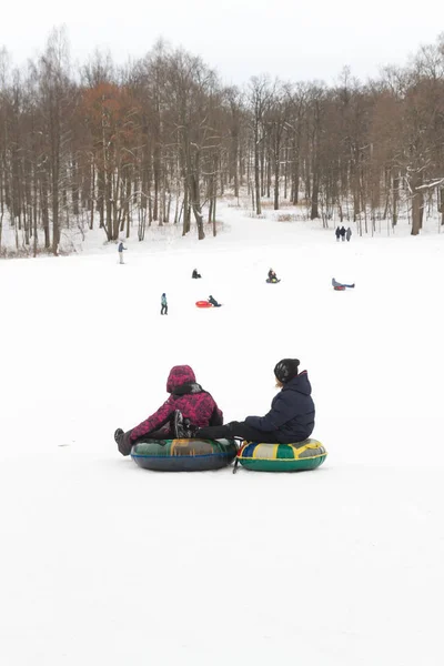 Alexandria Park Peterhof Petersburg Russland Januar 2019 Winterspaß Skifahren Mit — Stockfoto