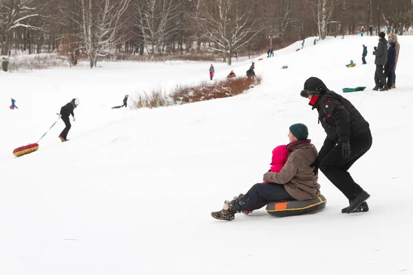 Alexandria Park Peterhof Petersburg Russland Januar 2019 Winterspaß Skifahren Mit — Stockfoto