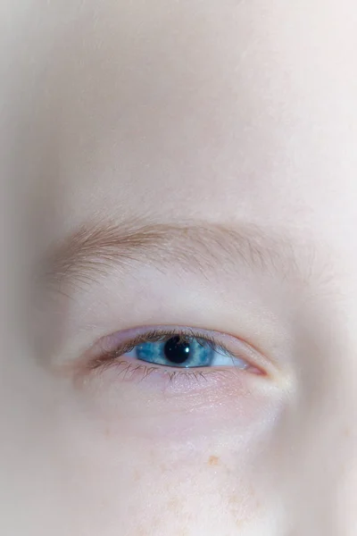 Babyblau Schön Grübelnde Augen Eines Jungen — Stockfoto