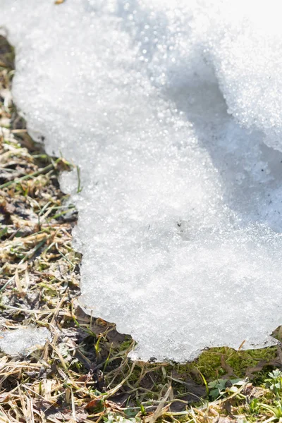 Early spring snow melts outside the city in Sunny weather