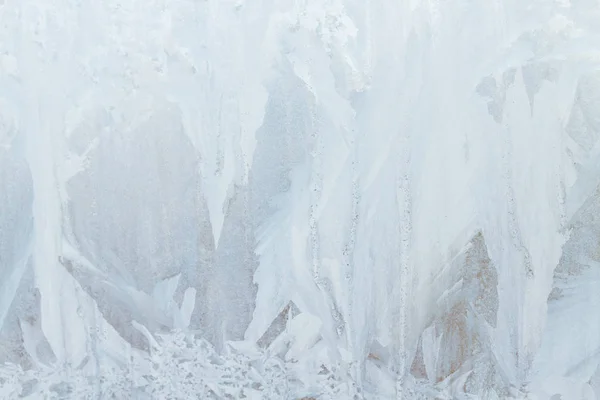 Patrones helados en una caja de hielo congelada por la mañana temprano —  Fotos de Stock