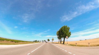 Rusya'nın güneyinde güneşli bir günde araba ile seyahat