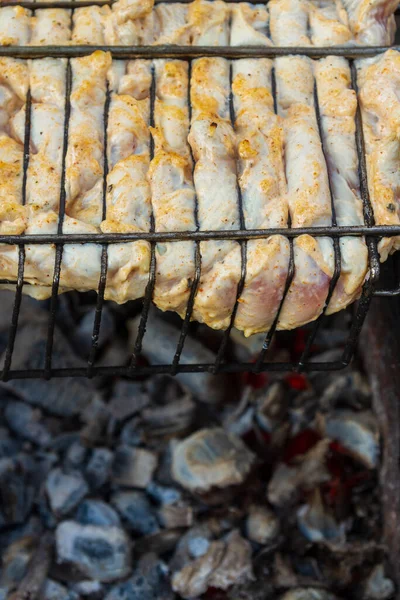 Frango Shish Kebab Grelha Preparado Grelha — Fotografia de Stock