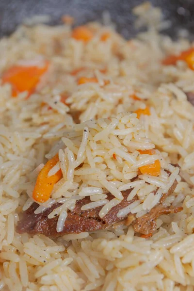 Cozinhar Pilaf Caldeirão Grelha Lado Fora Verão — Fotografia de Stock