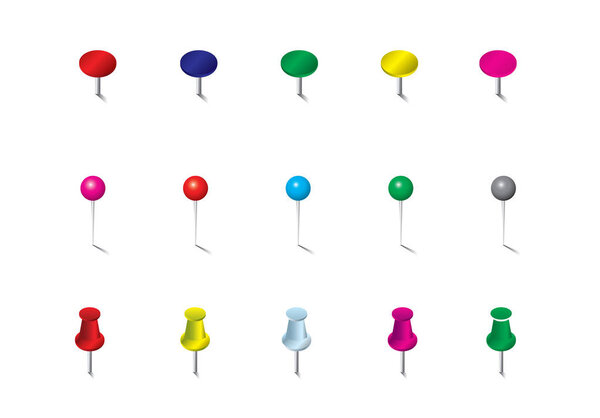 Set of push pins in different color