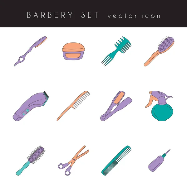 Conjunto de ícones de ferramentas barbeiro — Vetor de Stock
